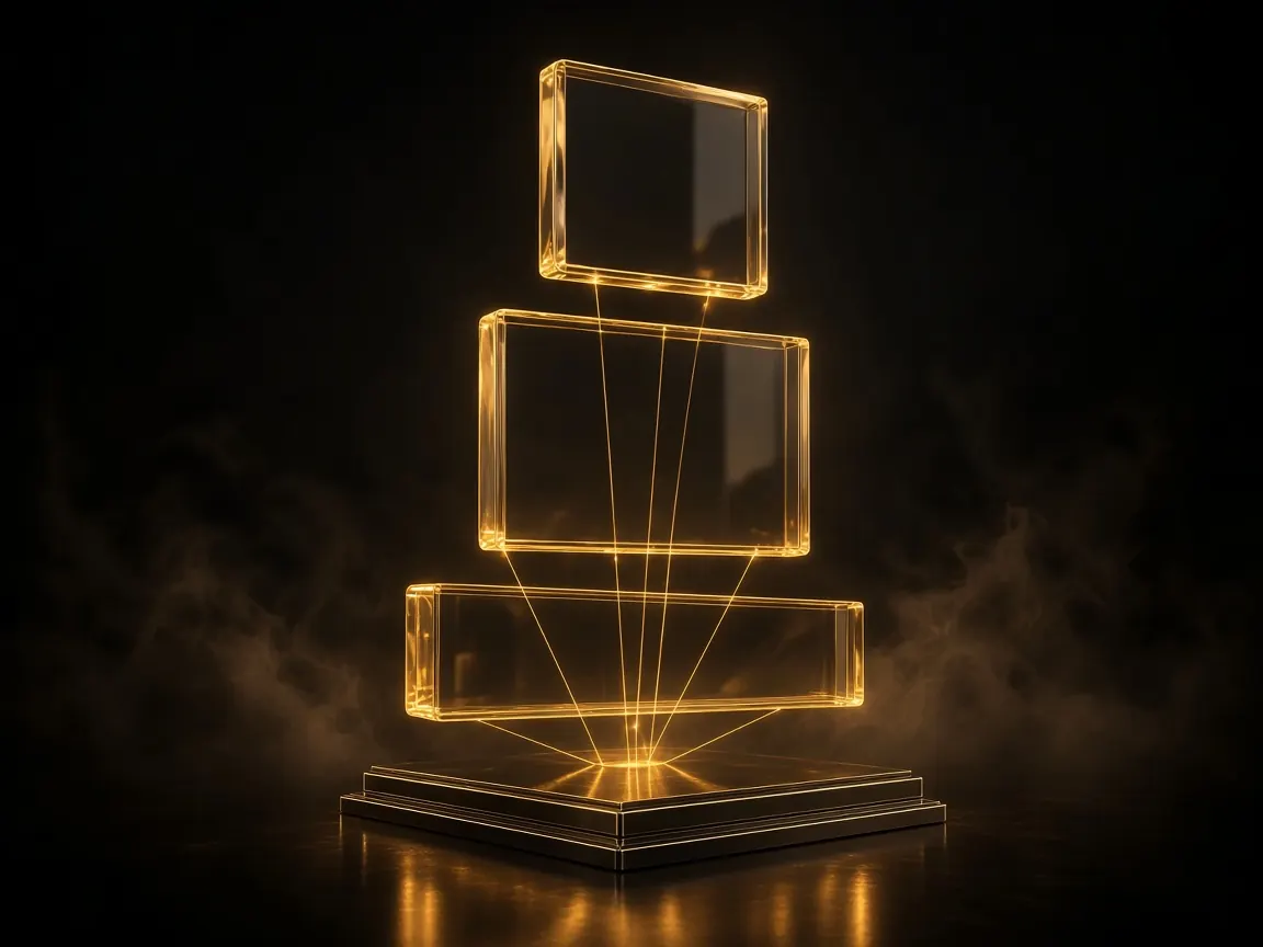 Abstract amber 3D illustration for MCV.AD Meta Ads